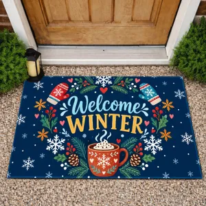 Welcome Winter Snowflakes, Cozy Cocoa And Folk Motifs For Cheerful Seasonal Home Styling Doormat