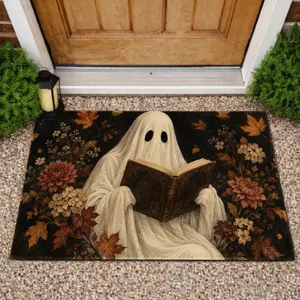 Ghost Reading an Antique Book for Spooky Victorian Halloween and Gothic Seasonal Decor Doormat