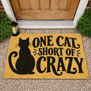 Quirky Black Cat Silhouette with Witty Cat Lover Humor for Cozy Home Entryway Style Doormat