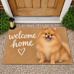 Pomeranian Heart Welcome Home Greeting for Cozy Pet Lovers and Dog-Friendly Homes Doormat