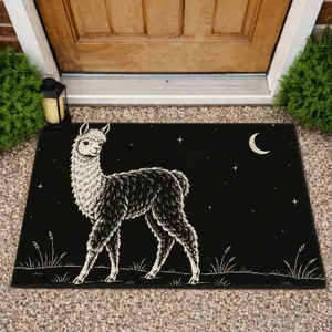 Whimsical Alpaca Line Art for Cheerful Farmhouse Entryway Style and Cozy Home Living Doormat