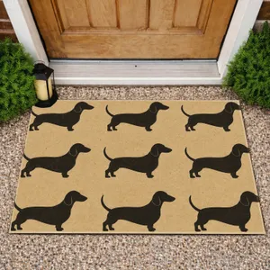 Dachshund Silhouettes for Dog Lovers and Cozy Country Home Entryway Decorating Doormat