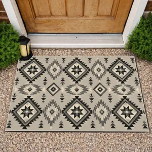 Black And White Tribal Diamond Motifs For Modern Entryways And Cozy Minimalist Homes Doormat