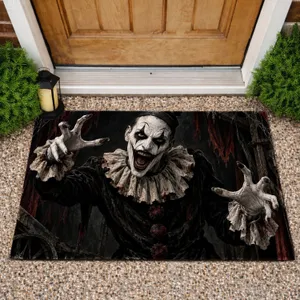 Sinister Silent Clown Horror Scene for Halloween Night and Spooky Home Decor Fans Doormat