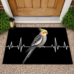 Cockatiel Heartbeat Accent for Bird Lovers and Pet-Friendly Home Entryway Decor Doormat