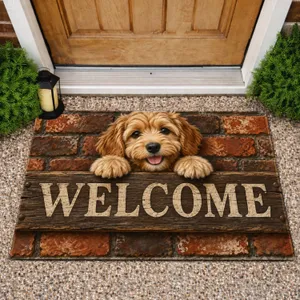 Shaggy Puppy Welcome Entryway Greeting for Cozy Pet-Loving Homes and Dog Lovers Everyday Doormat