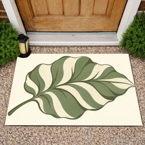 Sage Green Leaf Botanical Decor for Calm Nordic Balcony and Bedroom Living Spaces Doormat