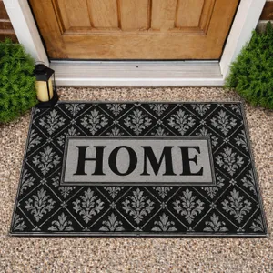 Charcoal And Gray Vintage Lattice Home Entryway Accent For Traditional Homeowners Doormat