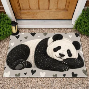 Heart Panda With Scattered Hearts for Cozy Pet-Loving Homes and Thoughtful Gift Giving Doormat