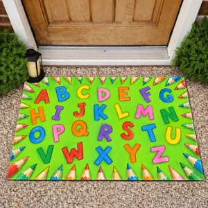 Colorful Alphabet Pencils for Kids’ Learning Spaces and Cheerful Schoolhouse Entryways Doormat