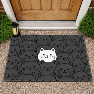 Black And White Cat Faces For Cozy Cat-Lover Homes And Everyday Pet-Friendly Living Doormat