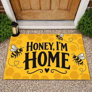 Golden Honeycomb Bees and Sweet Homecoming Charm for Cozy Entryways and Bee Lovers Doormat