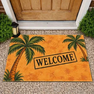 Tropical Palm Tree Welcome for Relaxed Coastal Home Entry and Island-Inspired Living Doormat