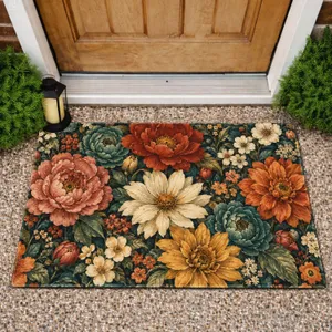 Vintage Multicolor Botanical Blooms for Welcoming Nature-Inspired Entryways and Cozy Homes Doormat
