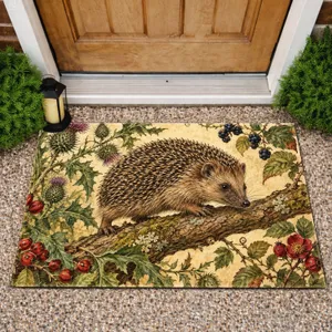 Vintage Hedgehog And Thistle Botanicals For A Cozy Nature-Inspired Autumn Entryway Doormat