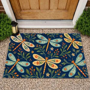 Folk Art Dragonflies for Nature-Loving Homes, Garden Lovers, and Cheerful Entryways Doormat