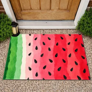Watermelon Slice Stripes for Summer Kitchens and Cheerful Seasonal Home Décor Style Doormat