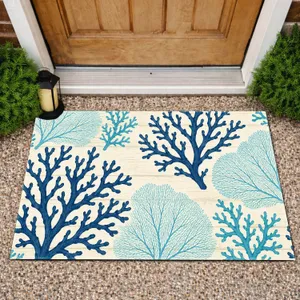 Blue Coral Branches for Coastal Entryways and Relaxed Seaside-Inspired Living Spaces Doormat