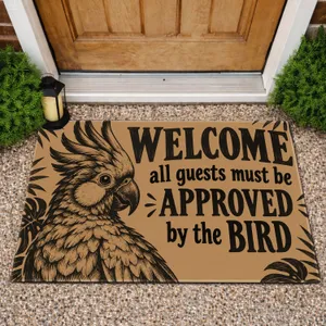 Parrot Welcome All Guests Approved by the Bird Entryway Humor for Bird Lover Homes Doormat