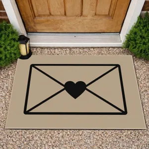 Heart Sealed Love Envelope for Valentine's Day Entryway Style and Romantic Homes Decor Doormat