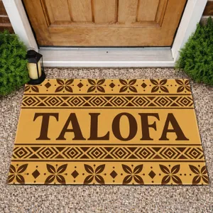 Talofa Samoan Greeting With Polynesian Floral Motifs for Island Home Style Doormat