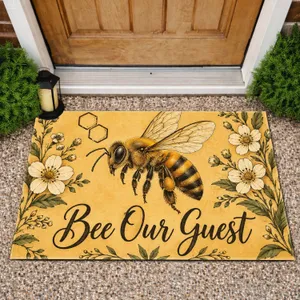 Honeybee And Wildflower Botanical Art For A Charming Farmhouse Entryway Doormat