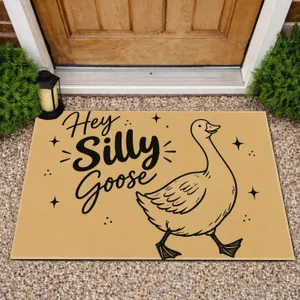 Playful Goose and Hey Silly Goose Saying for Whimsical Farmhouse Entryway Decor Doormat