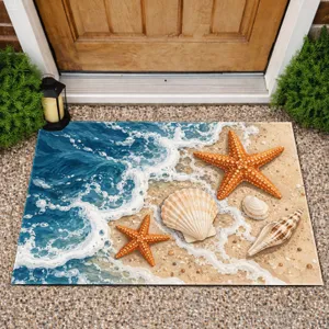 Beach Shells and Starfish for Coastal Bathroom Calm and Relaxed Seaside Living Home Doormat