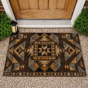 Rustic Southwestern Stone Geometric Medallion for Warm, Earthy Hallway and Entryway Style Doormat
