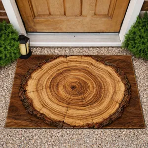 Rustic Tree Ring Wood Slice for Natural Cabin Entryway Style and Woodland Home Living Doormat