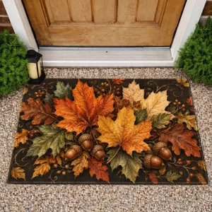 Autumn Maple And Oak Leaves With Acorns For Thanksgiving Seasonal Home Style Doormat