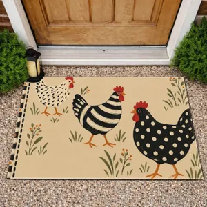 Rustic Folk Art Hens and Chickens for Cozy Farmhouse Kitchen Country Living Style Doormat