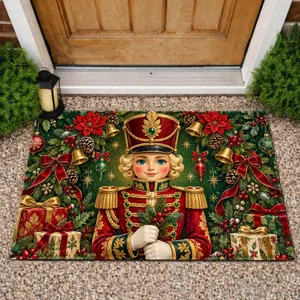 Vintage Nutcracker Soldier and Christmas Treasures for a Festive Winter Home Celebration Doormat