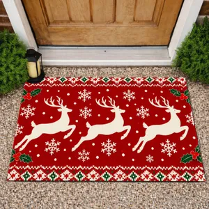 Three Reindeer and Snowflakes for Festive Christmas Holiday Home Decorating Ideas Doormat