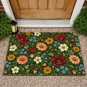 Autumn Wildflower Blooms for Cozy Seasonal Entryways and Cottage-Inspired Country Homes Doormat