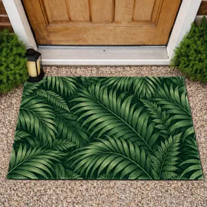 Emerald Palm Leaf Foliage for Serene Botanical Bathrooms and Nature Inspired Living Doormat