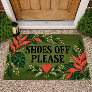 Olive Green Shoes Off Heart and Botanicals for a Welcoming Home Entry Doormat