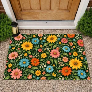 Colorful Daisy Garden Blooms for a Cheerful Autumn Entryway and Cozy Seasonal Home Doormat