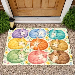 Watercolor Rainbow Cats for Cheerful Cat Lover Homes and Cozy Everyday Living Gift Doormat