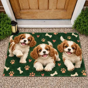 Three Fluffy Puppy Friends for Cozy Pet Lover Homes and Cheerful Everyday Entryways Doormat