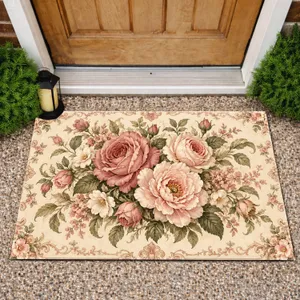 Vintage Blush Rose Bouquet for Elegant Cottage Home Decor and Romantic Bedroom Styling Doormat