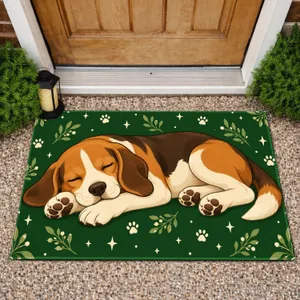 Sleeping Beagle with Paw Prints for Cozy Pet-Loving Homes and Relaxed Everyday Living Doormat