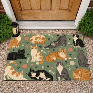 Whimsical Cat Scatter with Cozy Vintage Charm for Cat Lovers and Pet-Friendly Homes Doormat