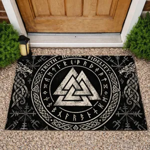 Norse Valknut Rune Circle for Mythology Lovers and Viking-Themed Home Entryways Doormat