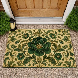 Vintage Emerald Floral Medallion Style for a Calm, Classic Home Entry Doormat