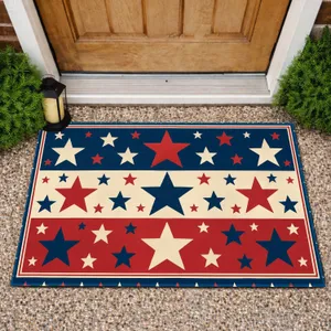 Patriotic Red White Blue Stars for Independence Day Summer Celebrations Doormat