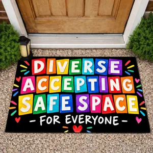 Diverse Accepting Safe Space Typography for Inclusive Homes and Welcoming Workplaces Doormat