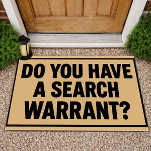 Search Warrant Question Typography for Bold Entryway Humor and Everyday Home Style Doormat