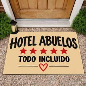 Spanish Grandparents All-Inclusive Hotel Sign for a Warm Family Home Entryway Decor Doormat