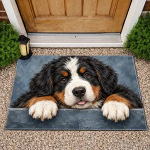 Bernese Mountain Dog Puppy Portrait for Cozy Entryway Decor and Mountain Dog Lovers Doormat